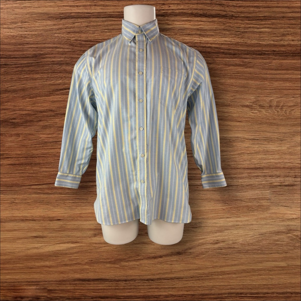 Lands End Oxford Shirt Mens 16-32 Traditional Fit Striped Supima Blue (359)